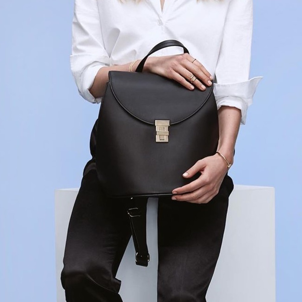 Neely and Chloe black soft leather backpack